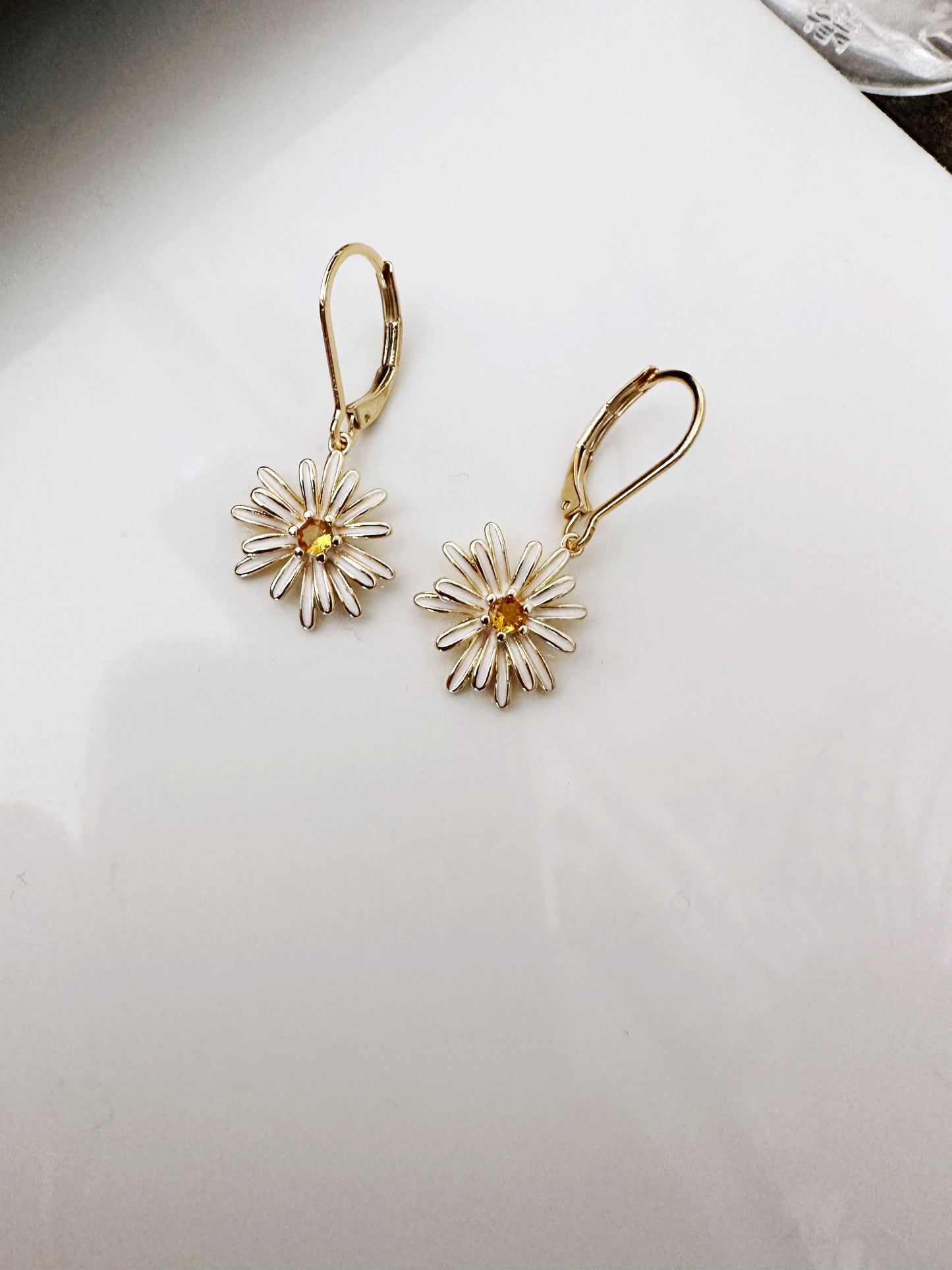 Enamel Daisy Huggie Hoop Earring