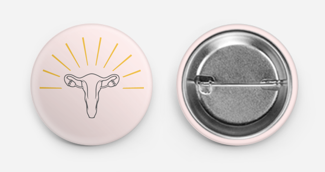 feminist art pink female uterus power button pin