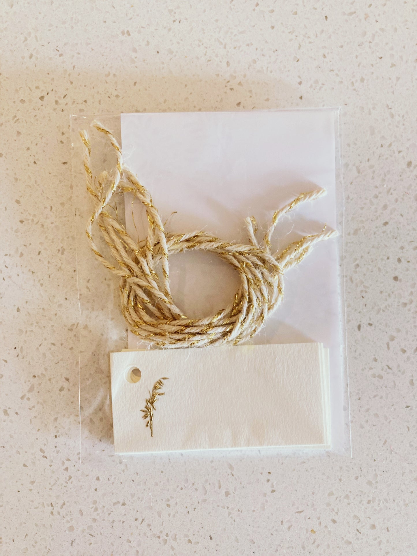 packaged gold wheat engraved and embossed gift tag