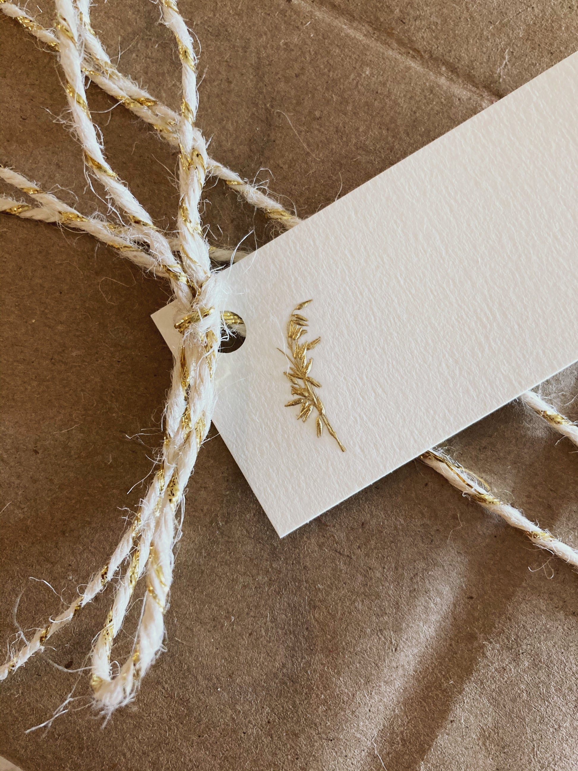 gold wheat engraved and embossed gift tag
